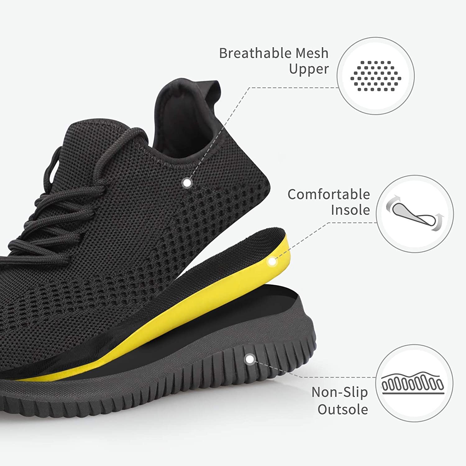 Rospick Women's Comfortable Walking Sneakers - Lightweight Athletic Shoes for Women - Perfect for Walking, Running, Gym Workouts & Everyday Casual Wear