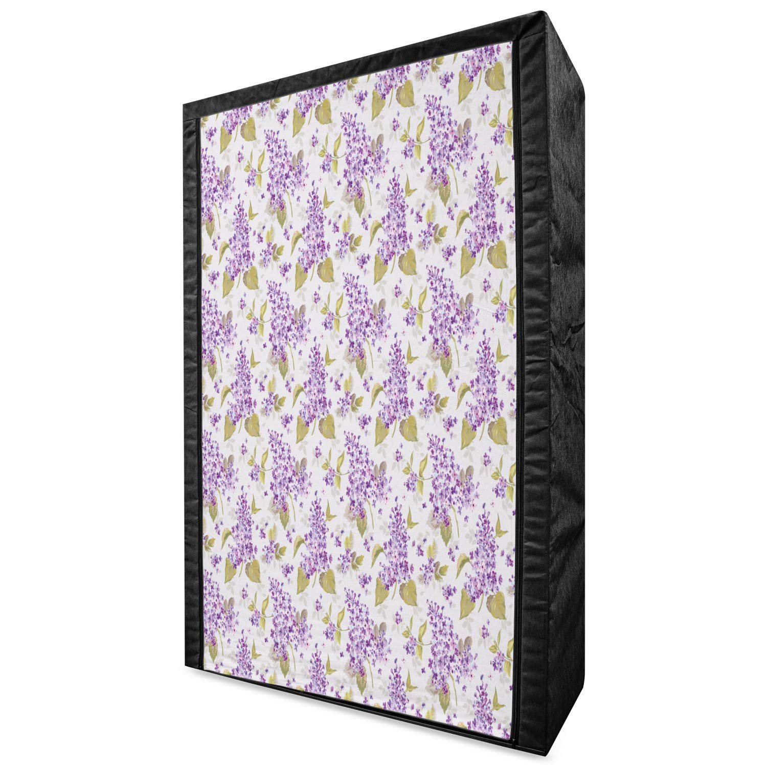 Ambesonne Mauve Portable Fabric Wardrobe - Retro Floral Design Clothing Organizer with Shelves, 42.5 Inch Violet Purple Storage Closet | Perfect for Bedroom, Closet Organization, Dorm Room & Small Space Storage Solutions