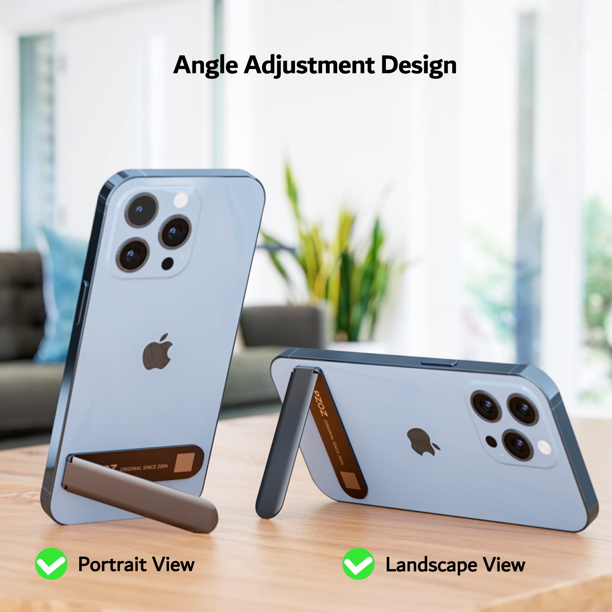 PZOZ Adjustable Phone Kickstand - Vertical & Horizontal Stand for iPhone 16/15/14/13/12/Pro Max/Mini/SE & Samsung Galaxy S22 - Gray - Perfect for Desk, Car, Travel & Hands-Free Viewing