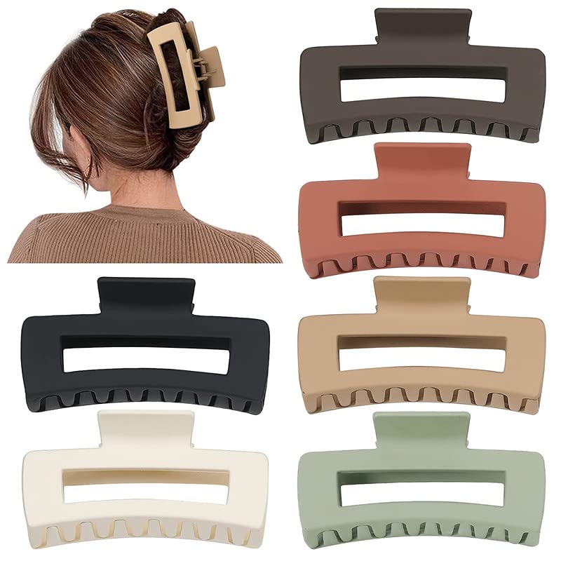 Trendy Club 6-Piece Large Hair Claw Clips for Thick Hair - 4 Inch Non-Slip Acrylic Banana Jaw Clips for Women & Girls (6 Colors) - Perfect for Ponytails, Buns & Everyday Hairstyles
