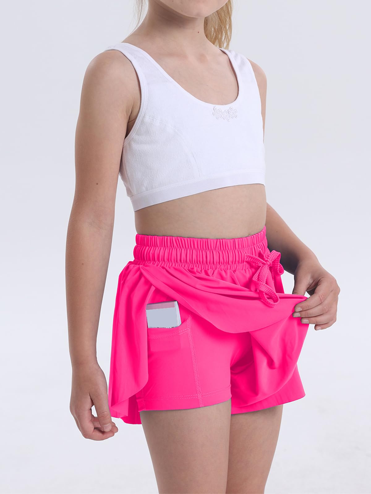 Girls' Athletic Running Shorts - Breathable Flowy Biker Shorts for Youth & Teens - Perfect for Sports, Gym & Casual Wear