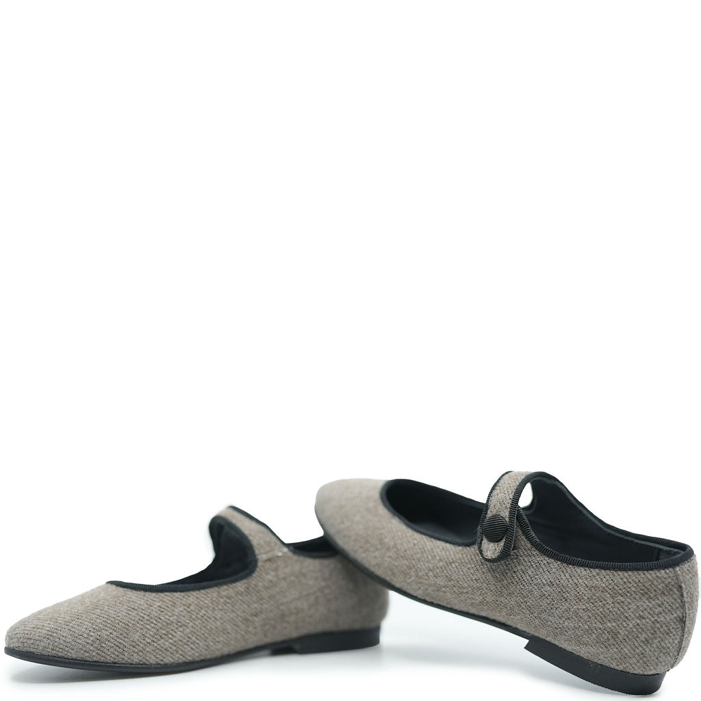 Blublonc Taupe Flannel Pointed Mary Jane Shoes - Comfortable & Stylish Women's Flats for Work, Office & Casual Wear