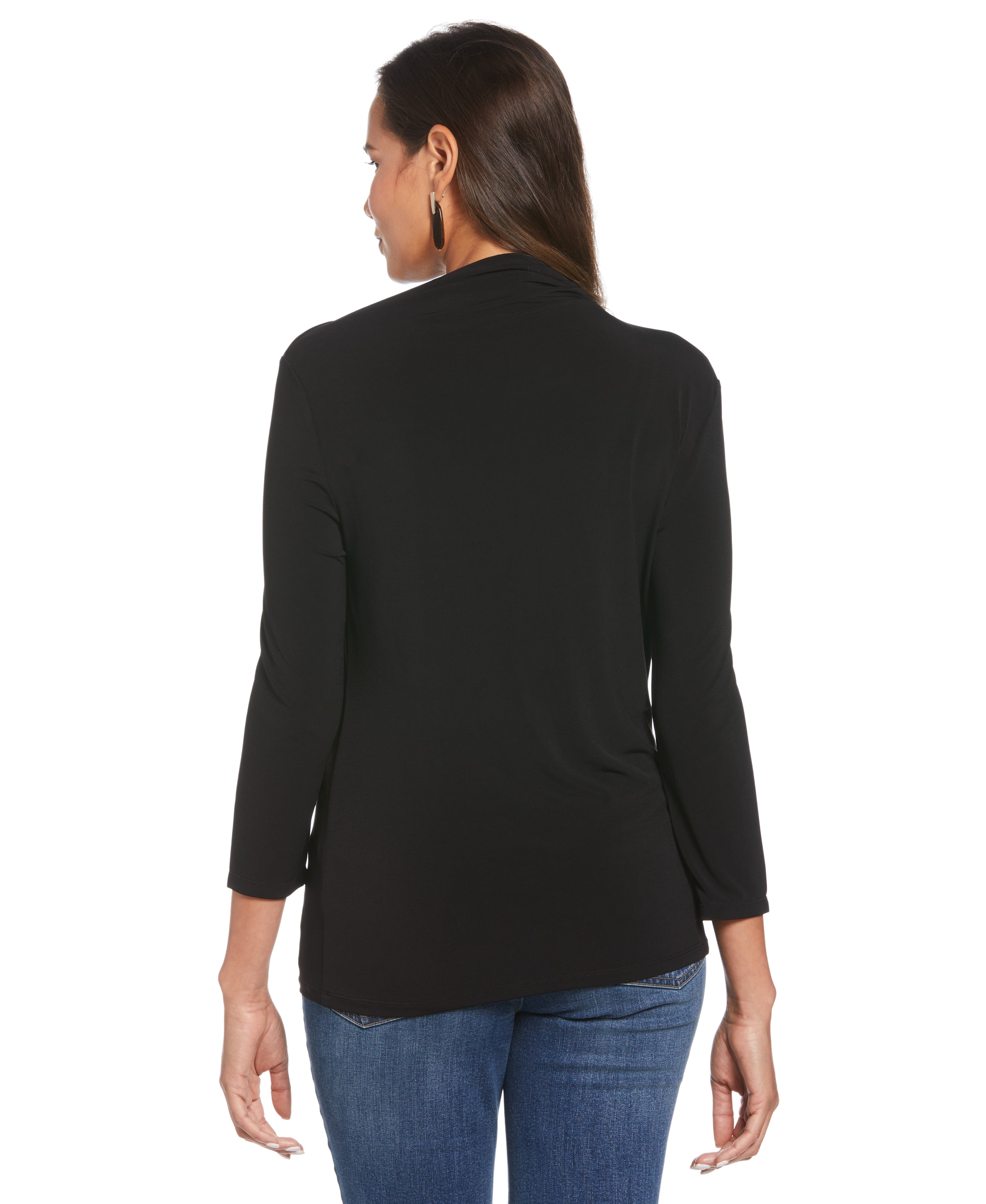Plus Size Draped Knit Top for Women - Flattering Loose Fit Tunic Blouse - Casual Office Wear & Everyday Comfort