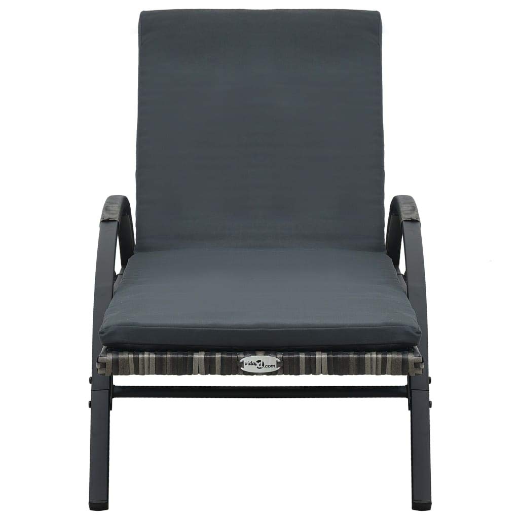 Premium FAMIROSA Sun Lounger with Cushion & Wheels - Durable Poly Rattan in Anthracite - Perfect for Poolside, Patio, and Outdoor Relaxation