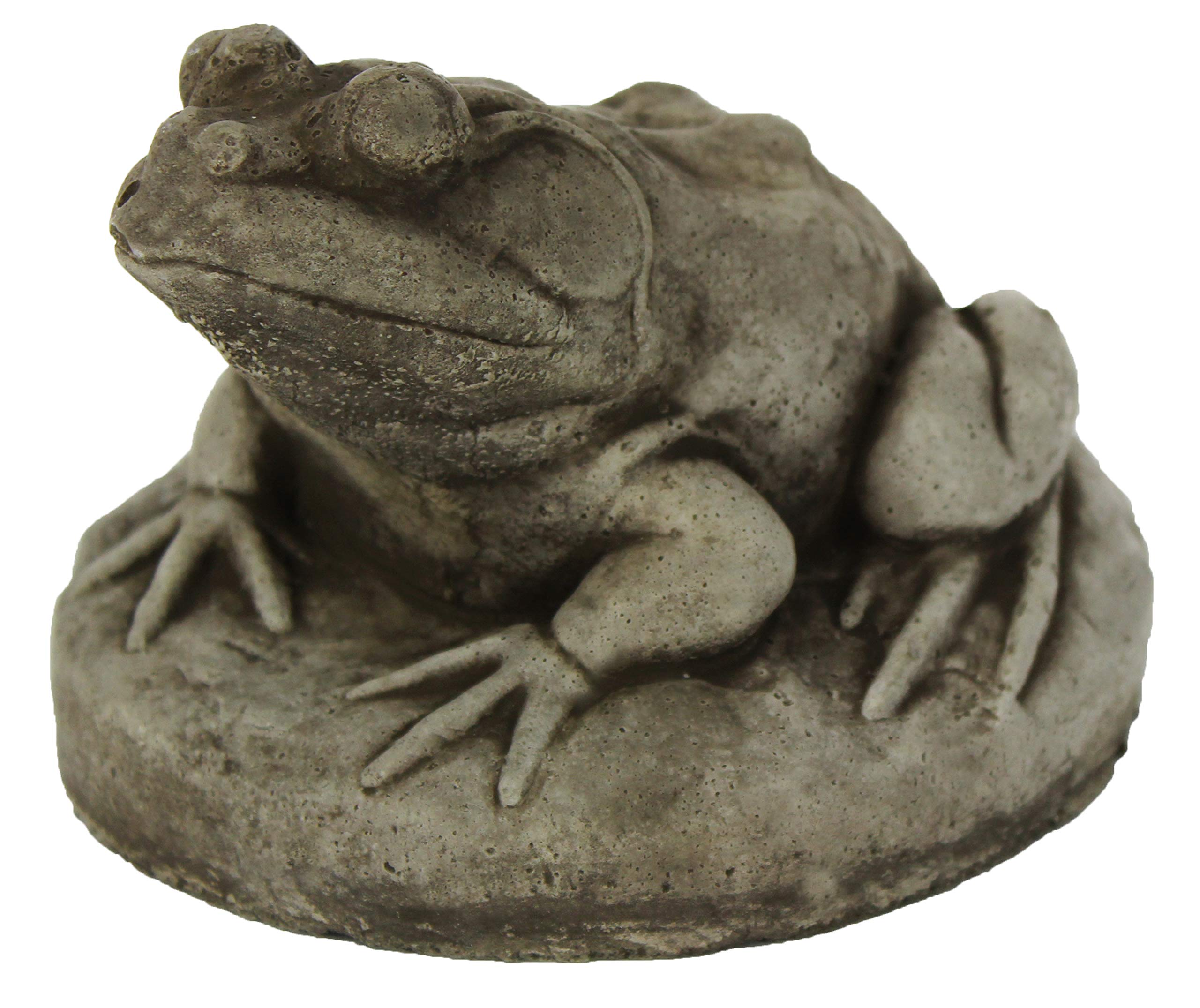 Frog on Rock Concrete Statue - Outdoor Garden Decor, Zen Fountain Accent for Patio, Pond & Landscaping