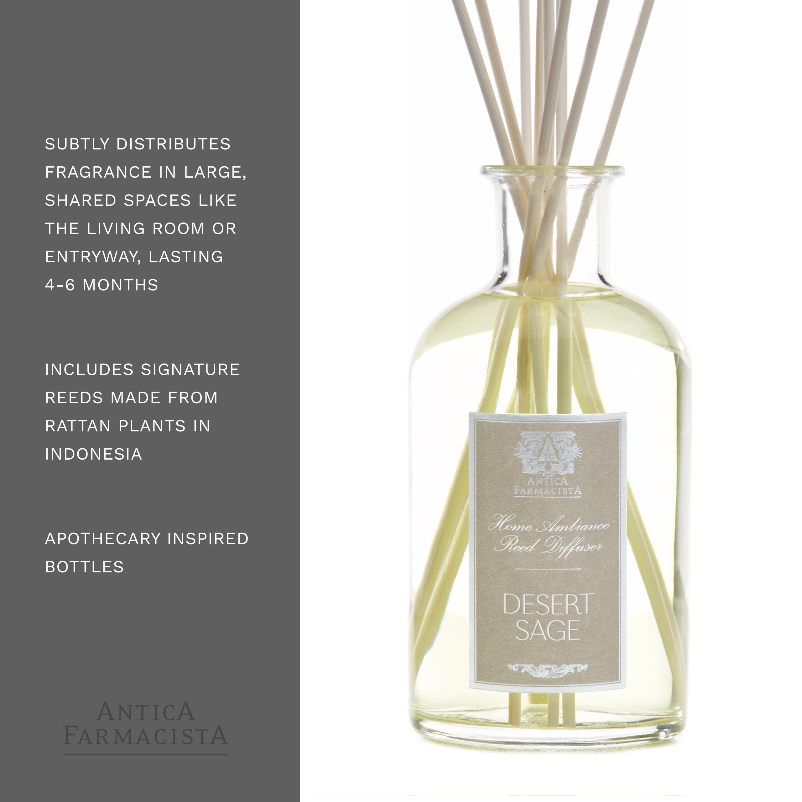 Antica Farmacista Desert Sage Essential Oil Diffuser - 16.9 Fl Oz Aromatherapy Humidifier for Home, Office & Spa | Relaxing Scent for Stress Relief & Better Sleep