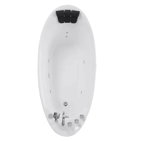 Empava 67-Inch Freestanding Jetted Bathtub - White Acrylic Soaking Tub with Massage Jets (Model 67AIS02) - Perfect for Luxury Bathrooms & Spa Relaxation at Home