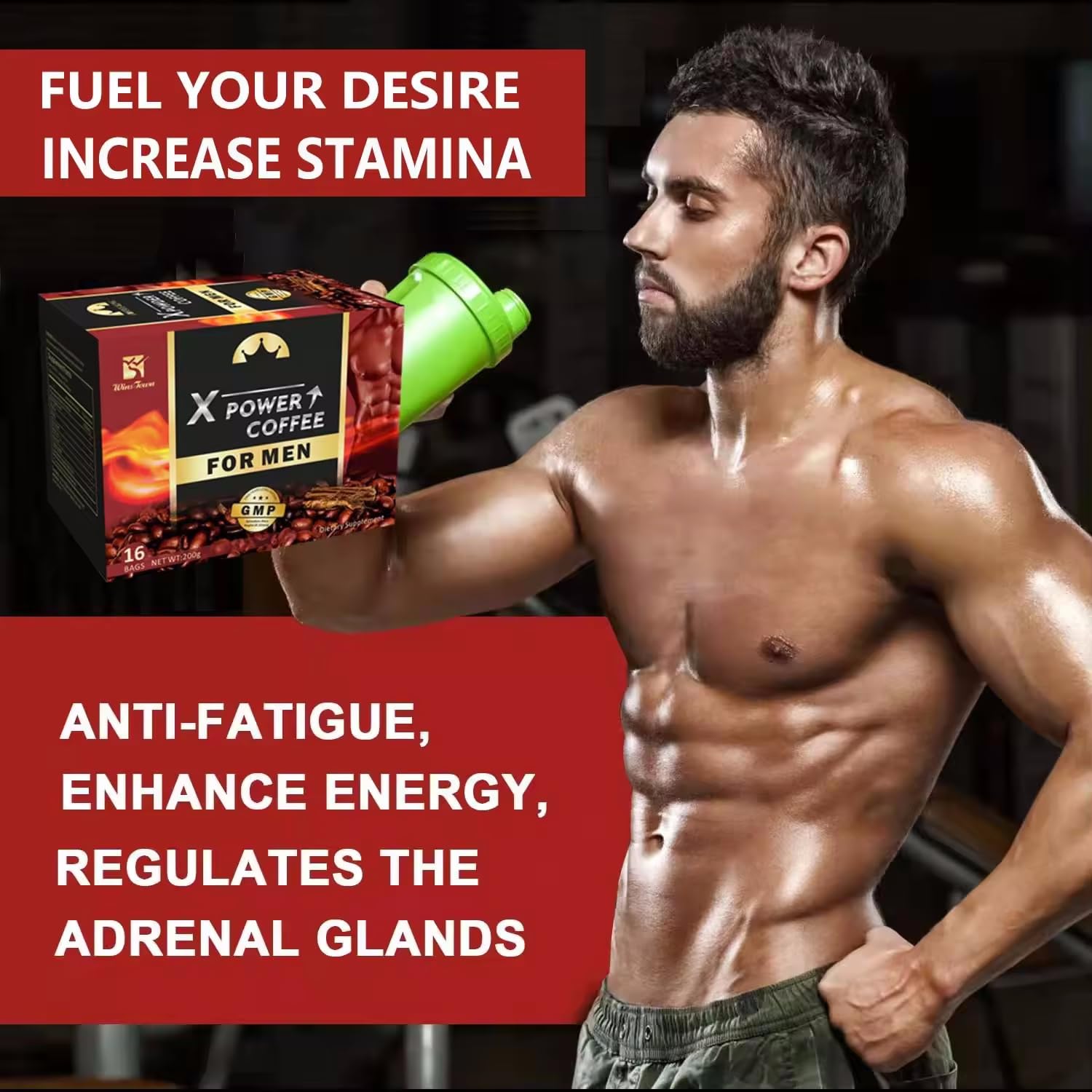 X Power Coffee for Men - Ginseng & Maca Energy Supplement, Instant Herbal Coffee for Stamina & Vitality - Boost Performance, Focus & Endurance - Perfect for Workouts, Office & Daily Energy Support (1 Pack)