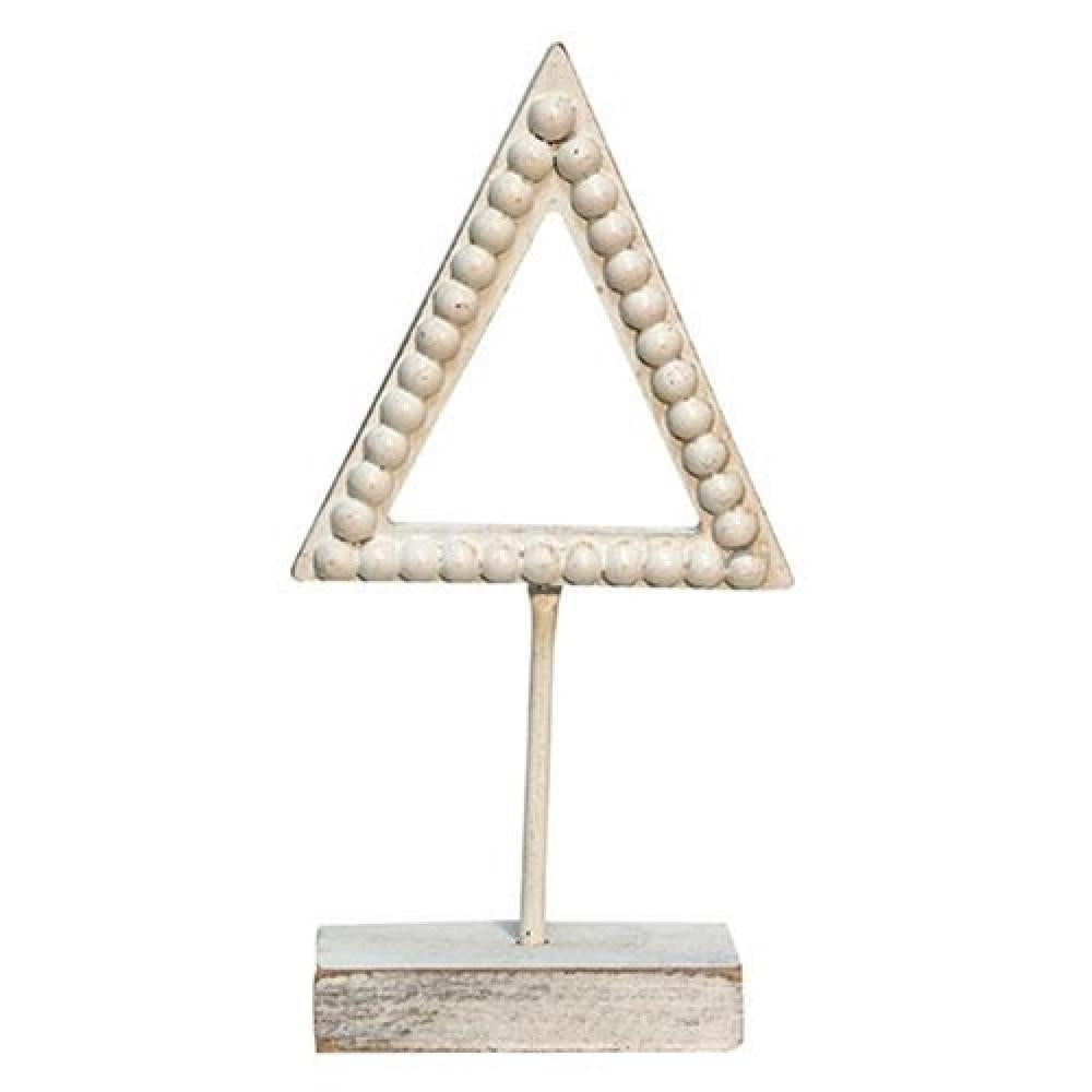 Shabby Chic Beaded Christmas Tree with Wooden Base - 10 Inch Vintage Holiday Decor for Home, Office & Christmas Party Decoration
