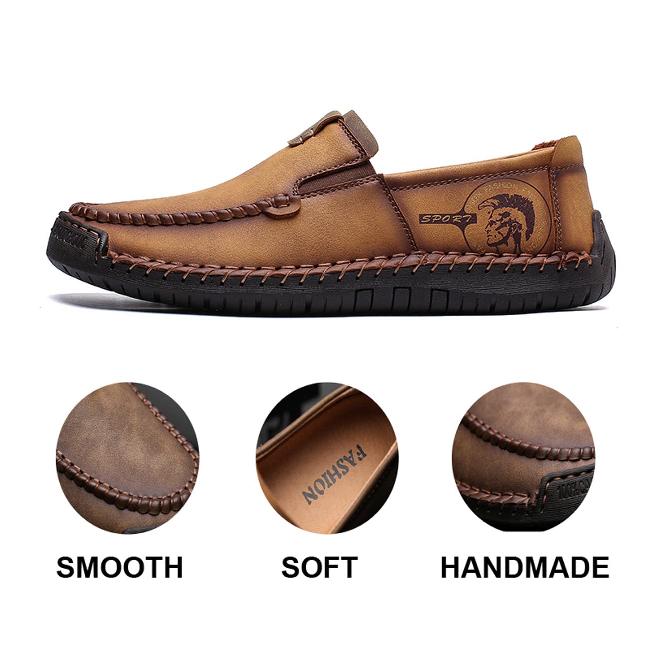 Men's Classic Leather Loafers - Comfortable Soft Stitching Moccasin Shoes for Business & Casual Wear | Breathable & Lightweight for Walking, Office, Travel & Daily Use