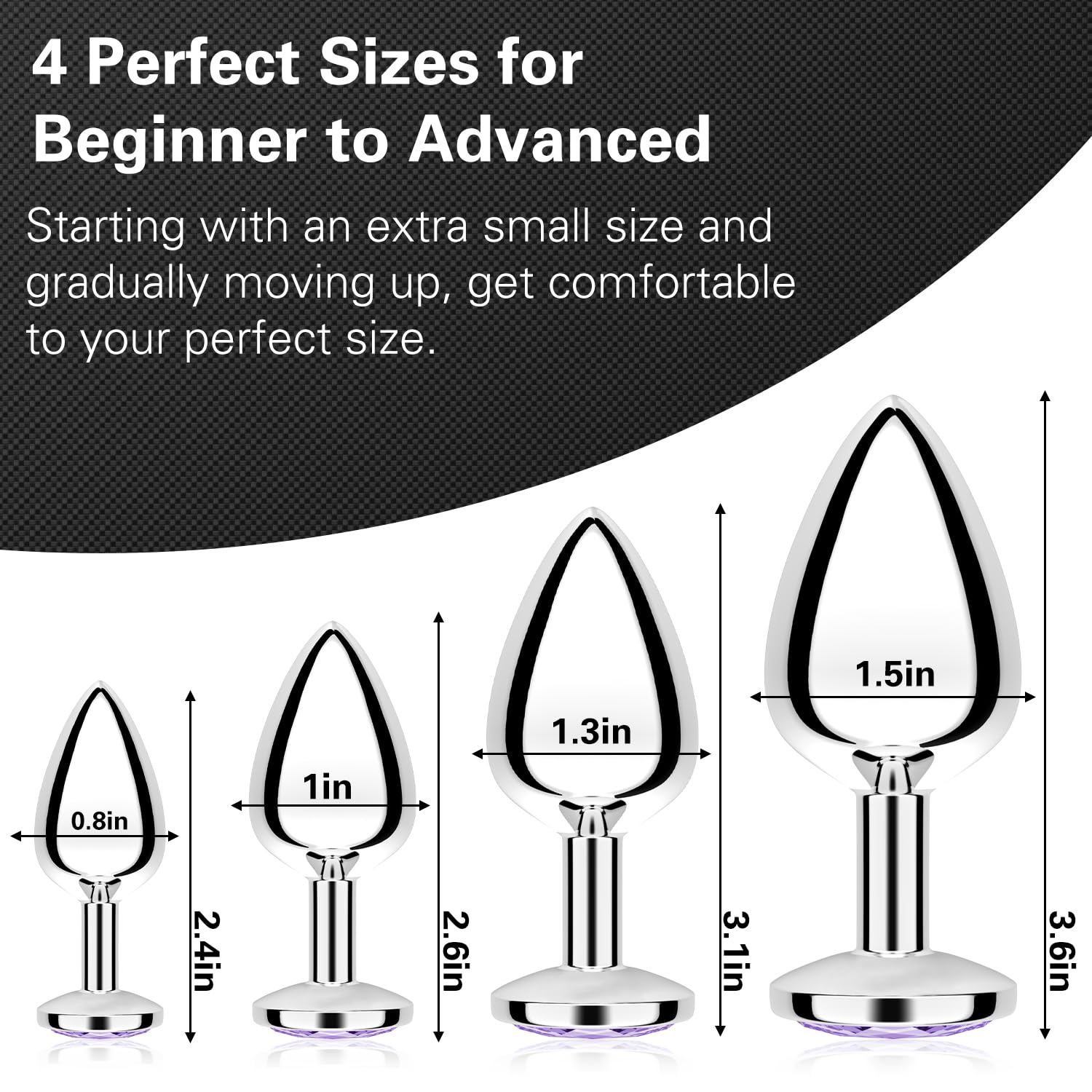 **4-Piece Beginner Anal Plug Set - Jeweled Butt Plugs for Anal Training & G-Spot Stimulation | Unisex Adult Sex Toy for Men, Women & Couples | Perfect for Solo Play & Couples Intimacy**