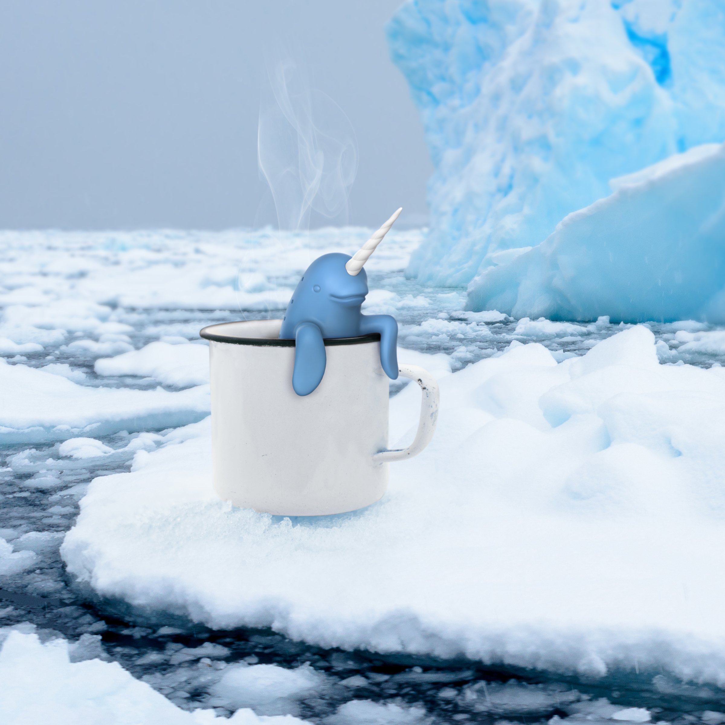 Genuine Fred SPIKED TEA Narwhal Reusable Silicone Tea Infuser in Blue - Fun & Clever Gift for Tea Lovers - Perfect for Loose Leaf Tea Brewing at Home, Office or Travel