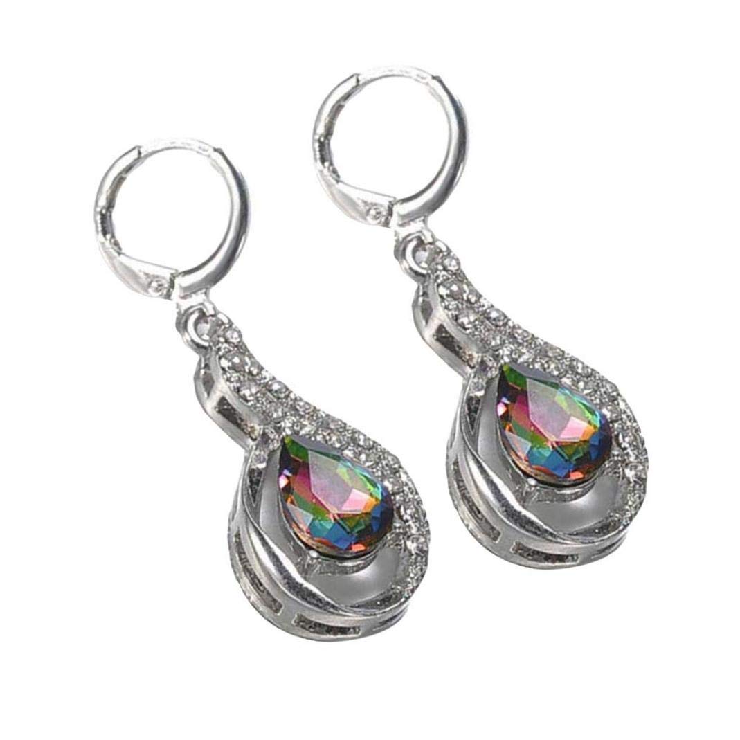 GLOA Women's Dangle Earrings - Creative Hollow Teardrop Charm Rainbow Rhinestone Huggie Earrings for Everyday Wear & Special Occasions (Multicolor)