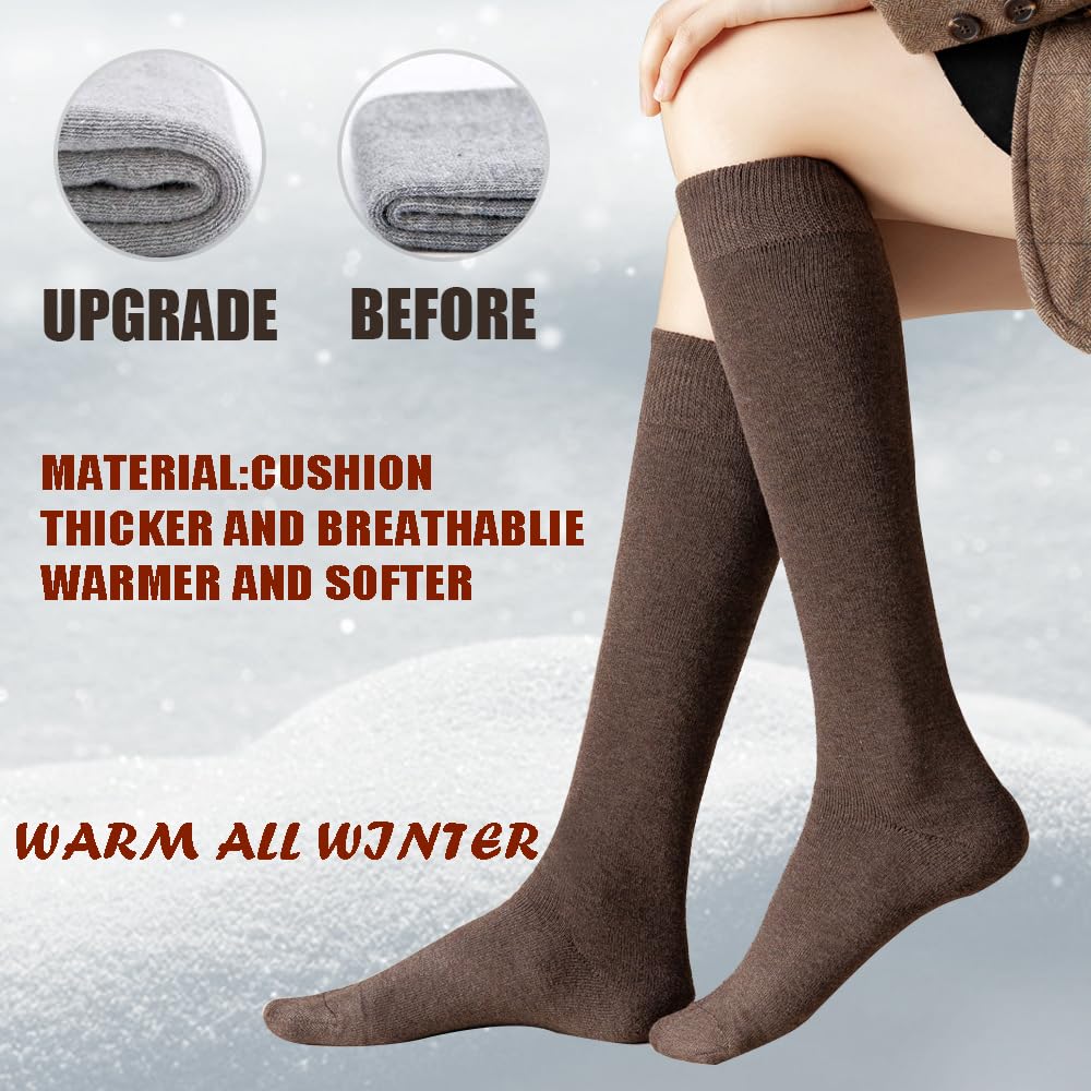 Women's Thermal Knee High Socks - Soft Cotton Cushioned Winter Socks for Hiking, Skiing, Work & Cold Weather - Perfect for Outdoor Activities, Office Wear & Gift Giving