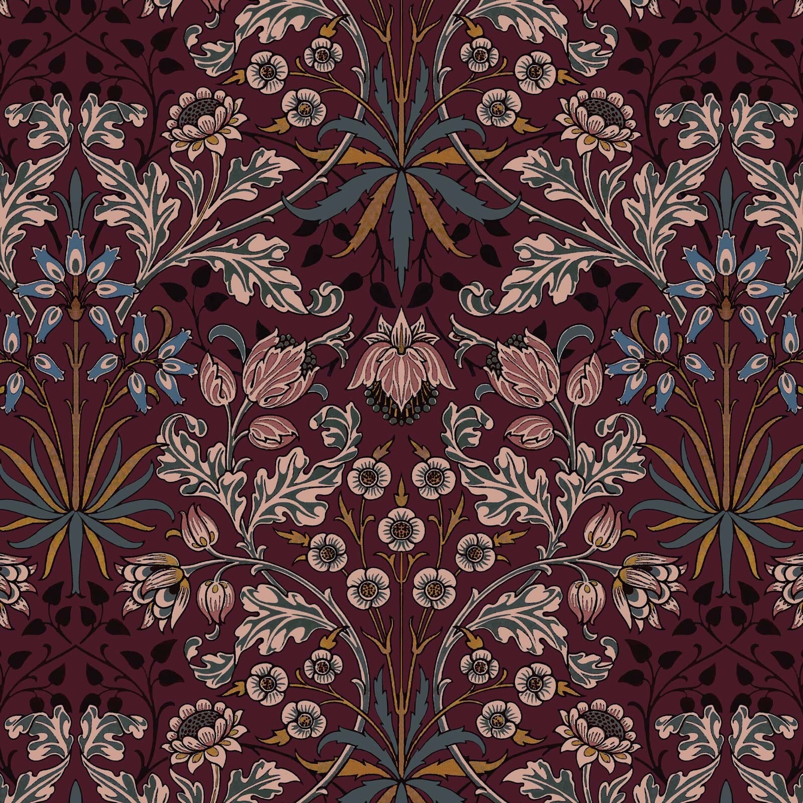 HYACINTH Wallpaper Mulberry Sample - Premium Peel and Stick Wallpaper for Living Room, Bedroom, and Home Decor