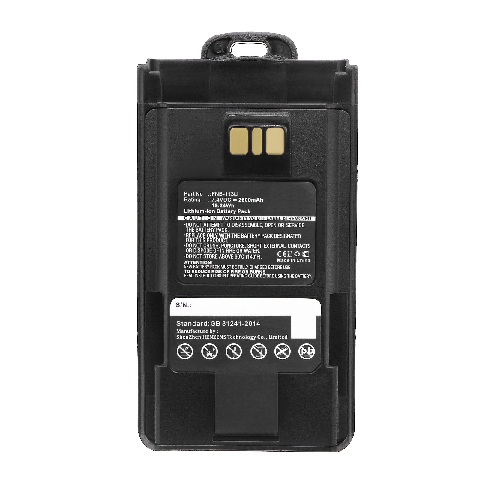 Synergy Digital 2-Way Radio Battery for YAESU VX-450 & Motorola FNB-V133Li - 7.4V 2600mAh Li-ion High Capacity Replacement Battery - Perfect for Emergency Communication, Outdoor Adventures & Security Work