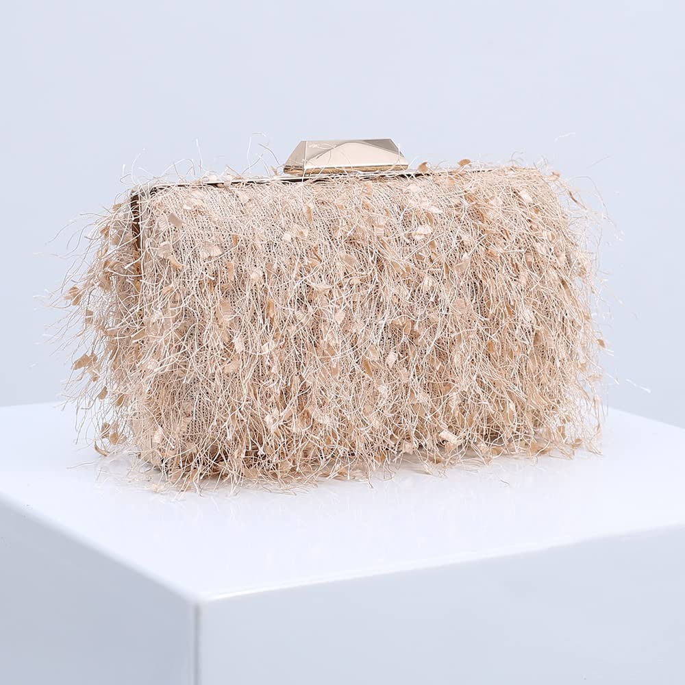 Elegant Women's Tassel Clutch Bag - Apricot Shoulder Purse for Wedding, Banquet & Evening Parties | Perfect for Formal Events, Date Nights & Special Occasions
