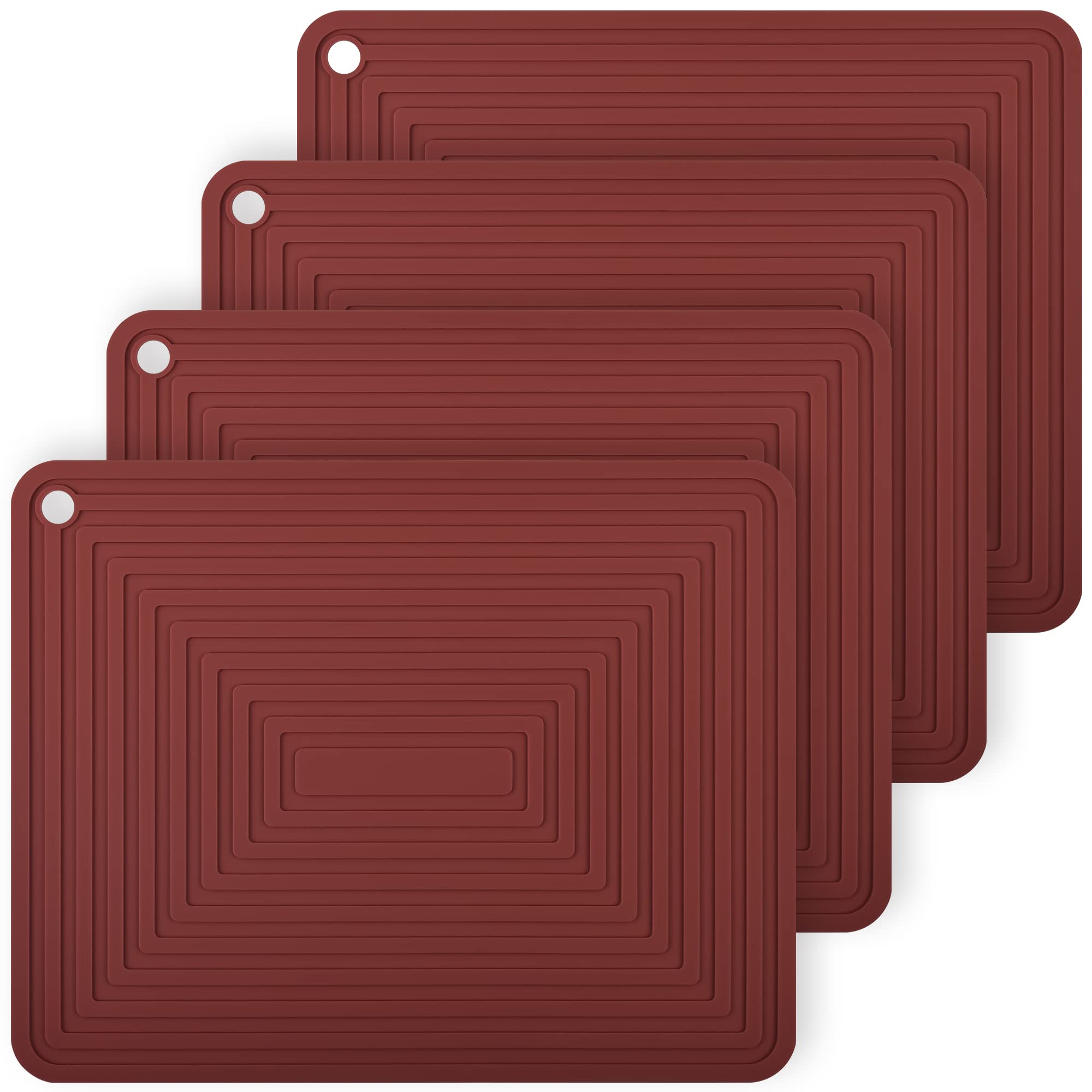 Smithcraft Silicone Trivets Set of 4 - Heat Resistant Hot Pads for Pots, Pans & Dishes - Flexible Kitchen Counter Mats for Quartz, Table & Stove Protection - Perfect for Cooking, Serving & Dining