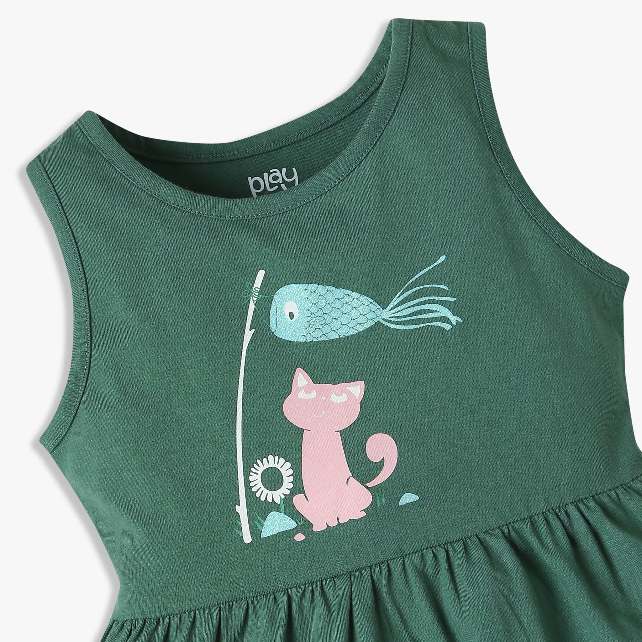 Girls' Printed Crew Neck Sleeveless Play Dress - Cute Summer Outfit for Playdates, Parties & Outdoor Activities