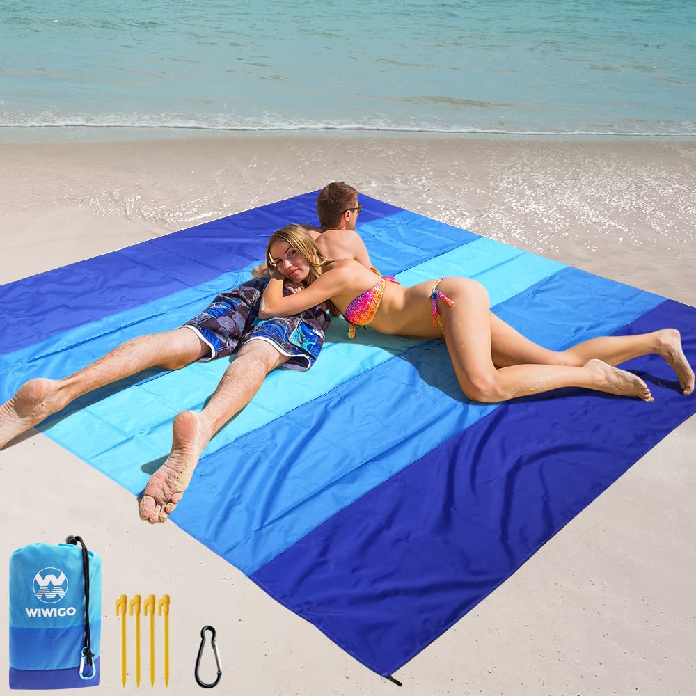 Waterproof Sandproof Beach Blanket 79x83in - Quick Dry Picnic Mat for Travel & Camping