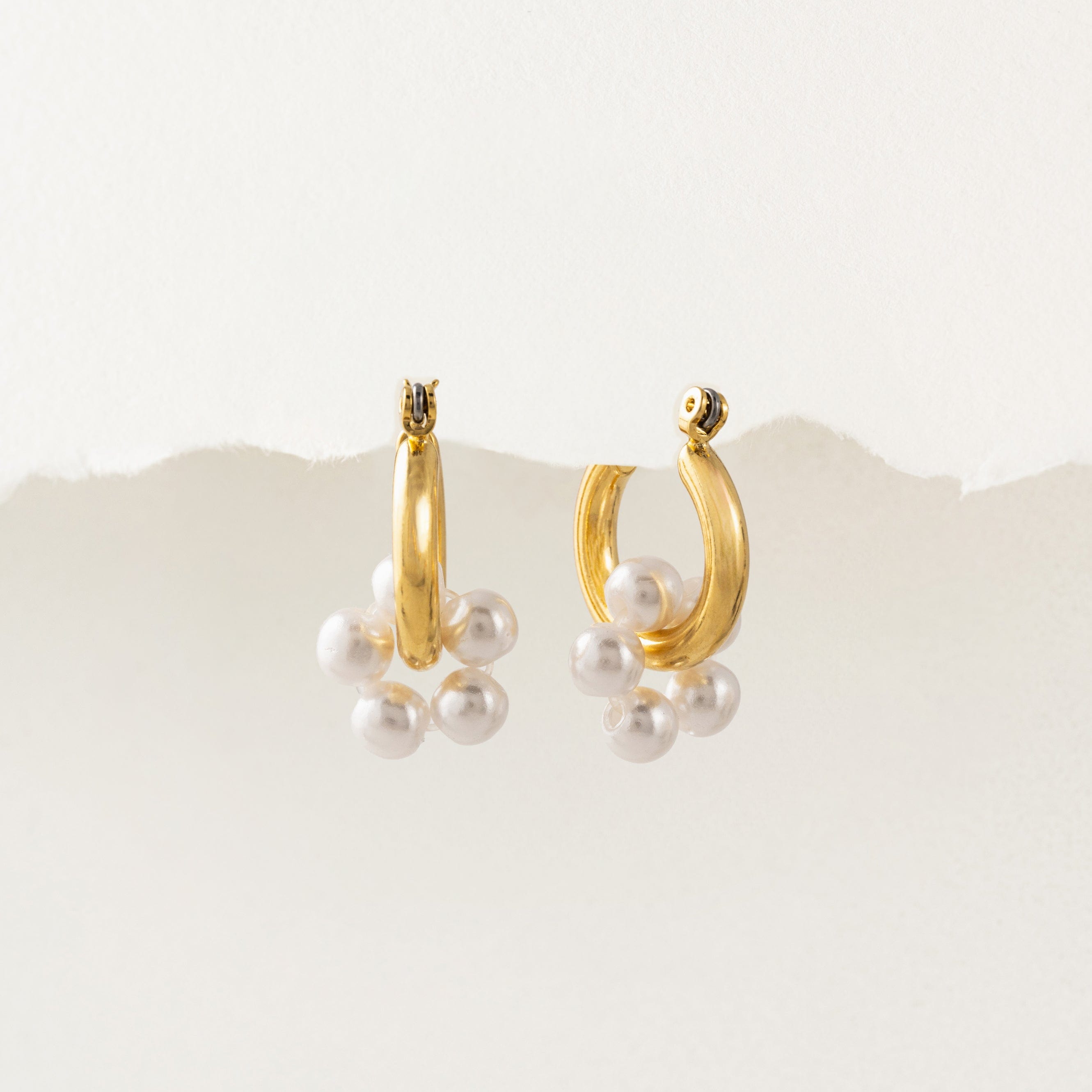 Neptune Pearl Cluster Hoop Earrings - Elegant Dangle Earrings for Women, 925 Sterling Silver Pearl Jewelry - Perfect for Weddings, Parties & Special Occasions