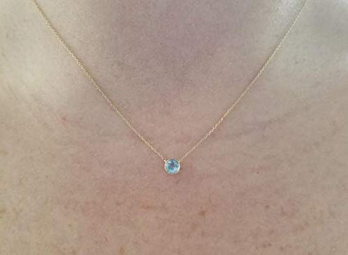 14K Gold Solitaire Aquamarine Necklace - 0.30ct March Birthstone Bezel Pendant for Women | Elegant Jewelry Gift for Birthday, Anniversary & Special Occasions