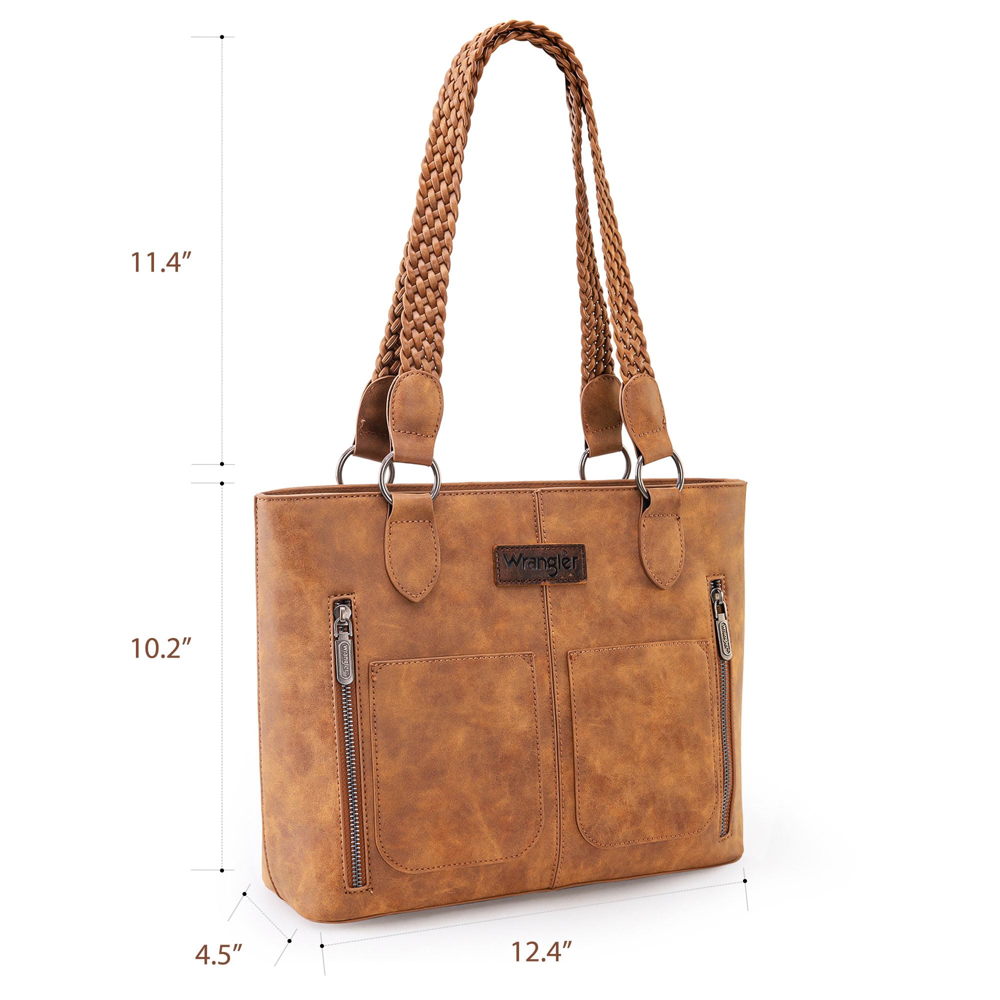 Wrangler Distressed Tote Bag for Women - Western Style Purse with Multiple Pockets, Handbag & Shoulder Bag - Perfect for Casual Outings, Shopping & Travel
