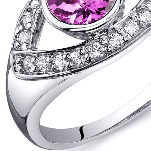 Pink Sapphire Round Cut Sterling Silver Ring Size 8 - Elegant Jewelry for Women, Perfect for Engagement, Wedding & Special Occasions