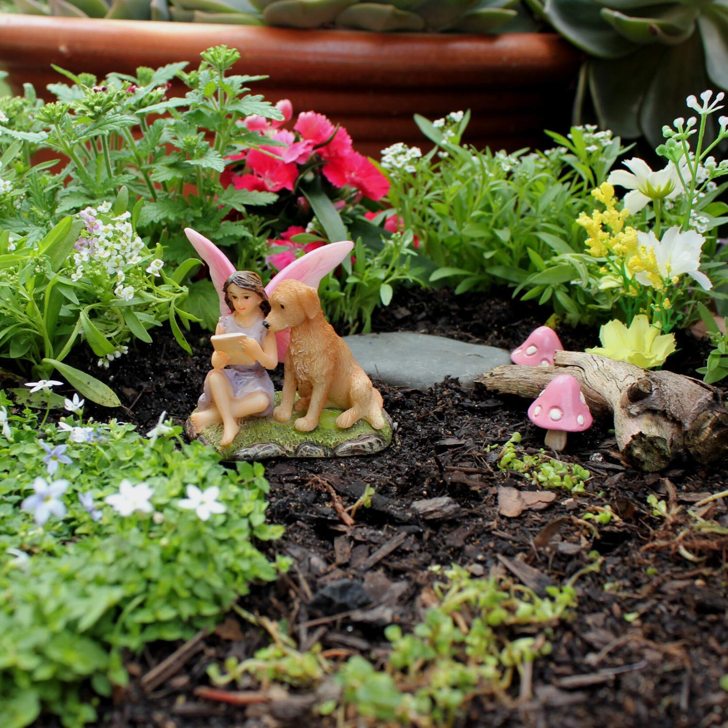 Fairy Garden Figurine - Cute Miniature Fairy Statue with Puppy for Indoor & Outdoor Decor - Sofia Fairy Collectible - Perfect for Fairy Gardens, Terrariums, and Home Decoration