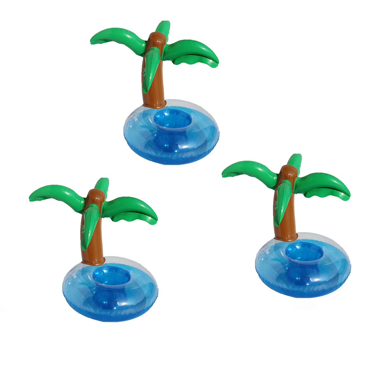Dzrige 3 Pack Inflatable Coconut Tree Drink Holders - Floating Cup Coasters for Pool Parties, Beach Vacations & Summer Fun - Perfect for Cocktails, Smoothies & Bath Toys