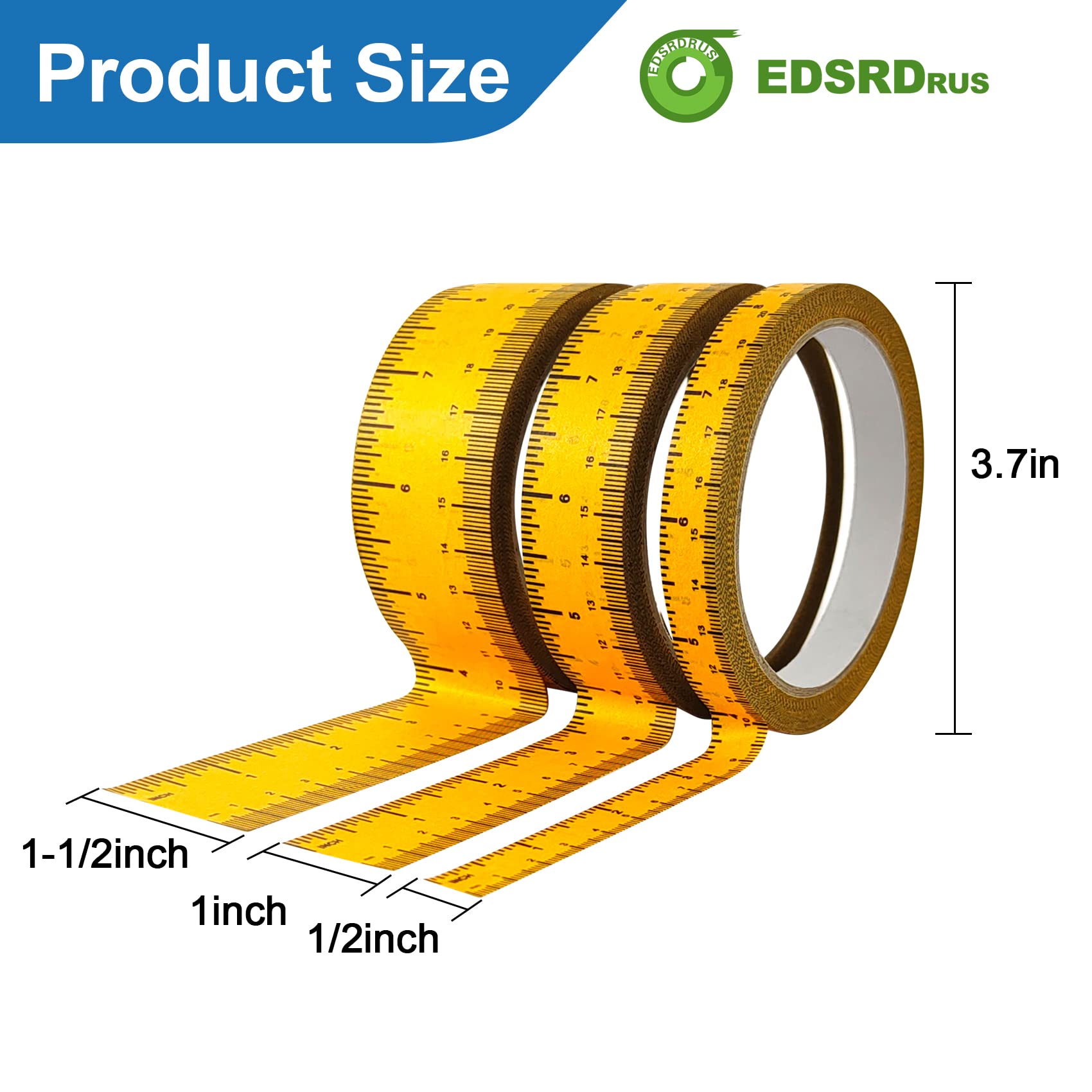3 Pack Self-Adhesive Measuring Tape - 1/2