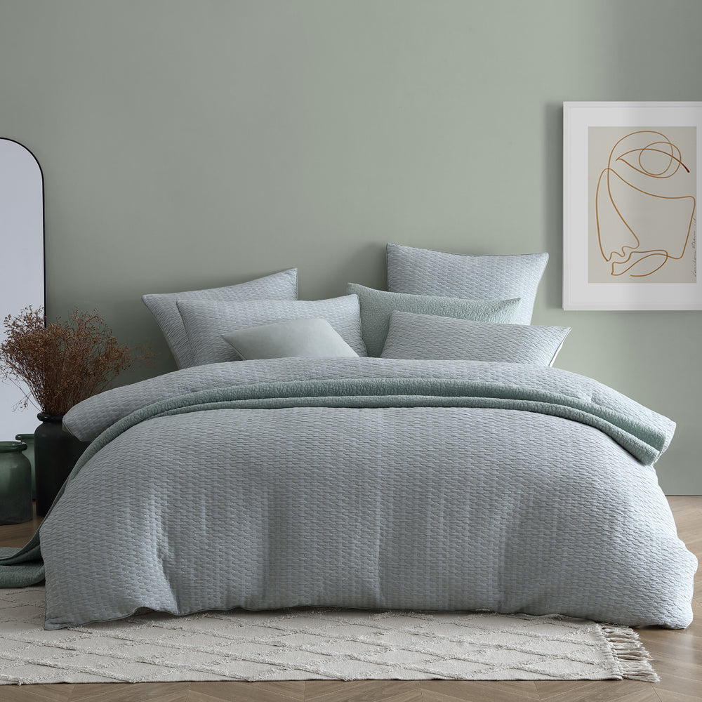 Frankie Sage Quilt Cover Set - Super King Size Bedding | Soft & Breathable Duvet Cover for Master Bedroom, Guest Room & Hotel Use