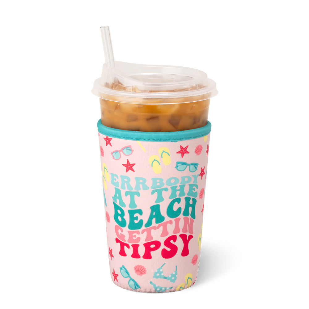 Errbody At The Beach Medium Iced Cup Coolie - Insulated Can Cooler for Drinks, Perfect for Pool Parties, Beach Trips & Outdoor Adventures