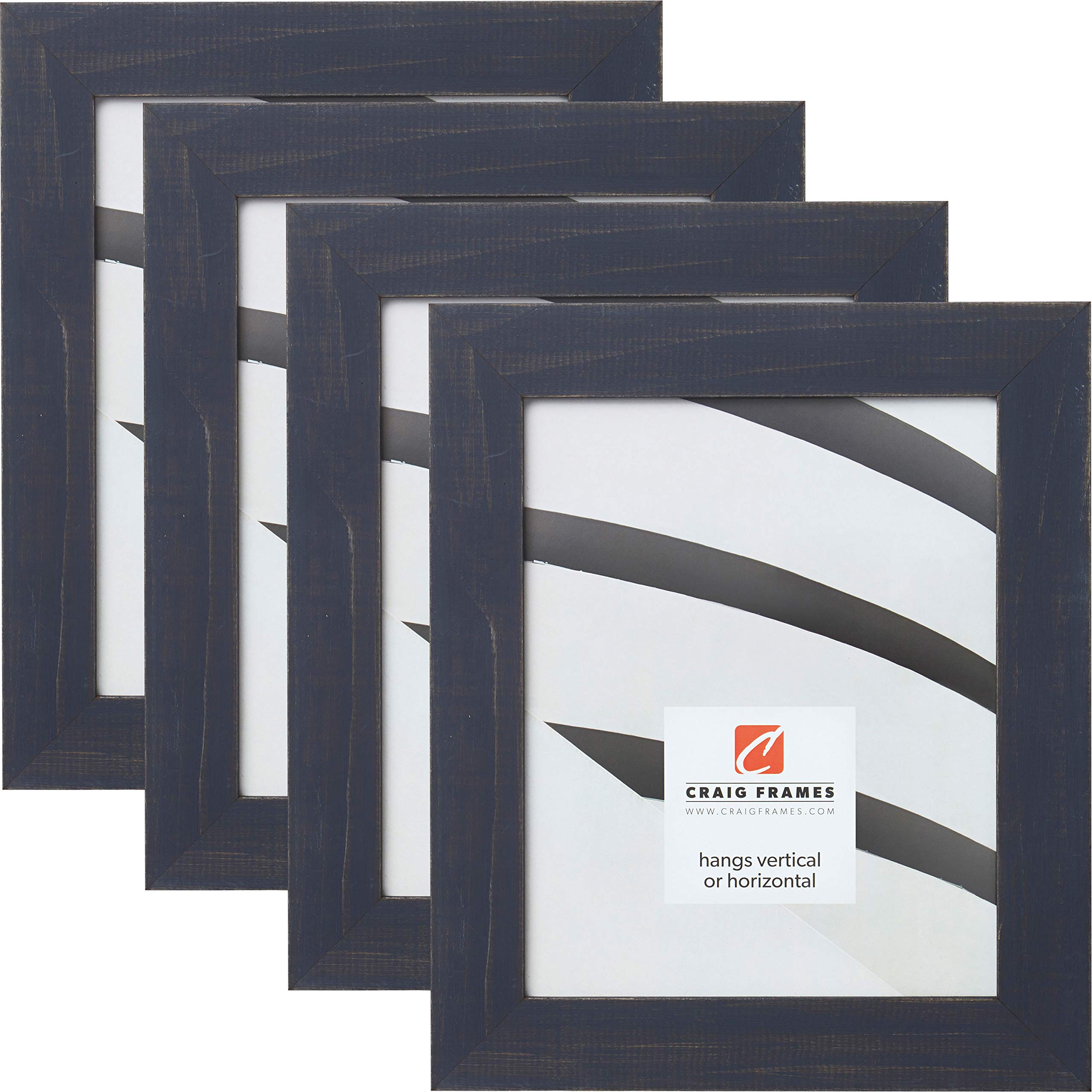 Craig Frames Jasper 12x16 Inch Picture Frame Set of 4 - Country Weathered Blue Wooden Photo Frames for Wall Decor, Living Room, Bedroom & Office Display