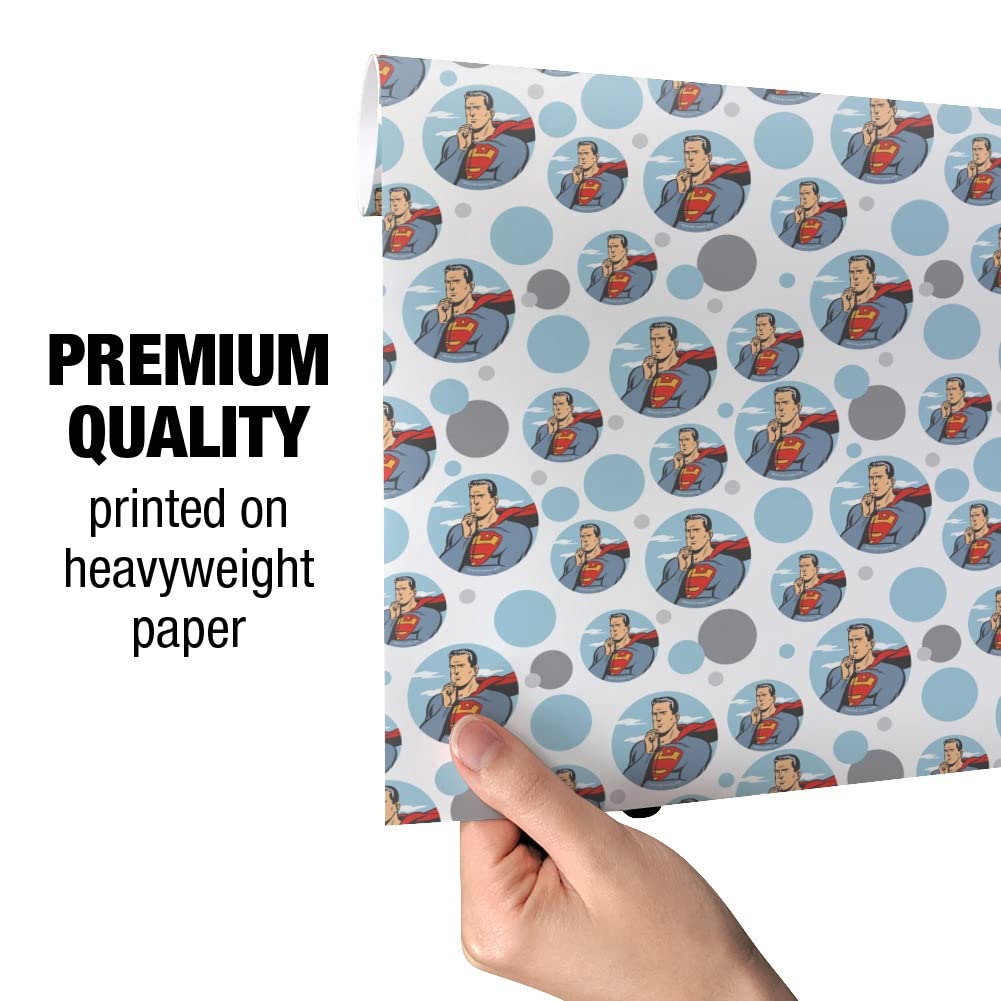 Superman Gift Wrap Paper Roll - Premium Wrapping Paper for Birthday, Christmas Gifts & Party Decorations - DC Comics Superhero Theme for Fans & Collectors