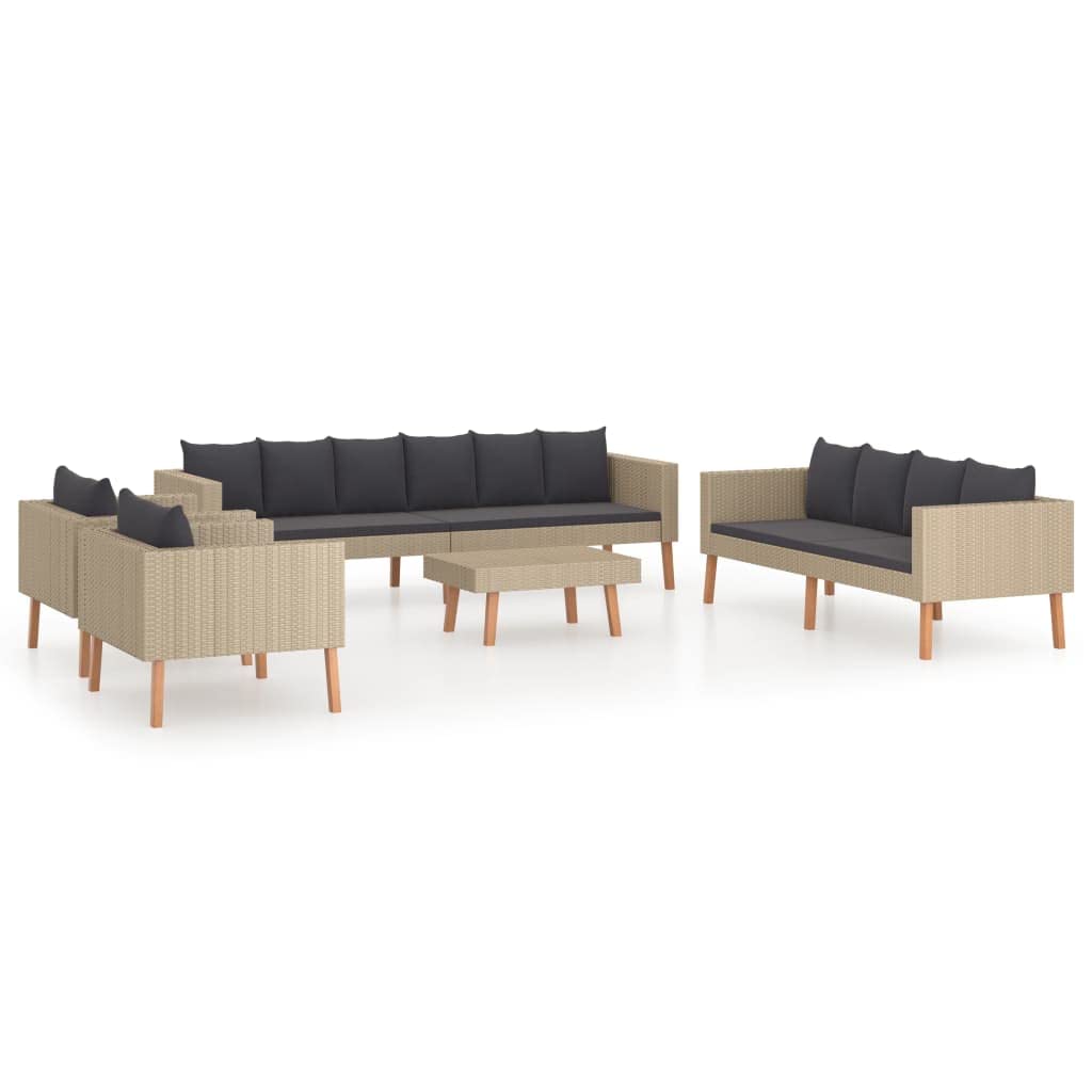 5-Piece Outdoor Bistro Set with Cushions - Poly Rattan Patio Table & Chairs in Beige - Perfect for Garden, Balcony, Beach, Coffee Bar & Deck Dining
