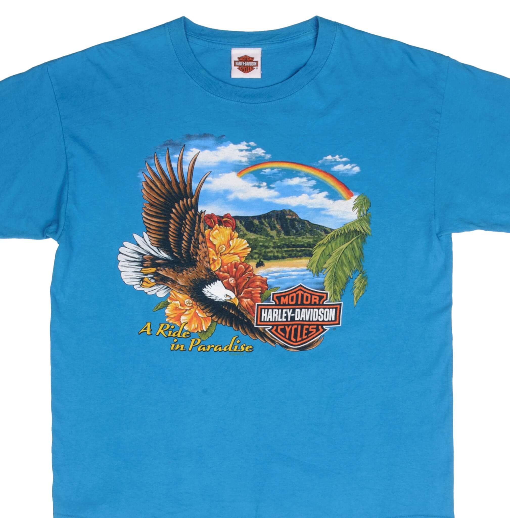 Vintage Harley Davidson Ride in Paradise Hawaii 2008 T-Shirt - Large Size - Classic Biker Tee for Motorcycle Enthusiasts & Collectors - Perfect for Casual Wear, Rides & Vintage Fashion