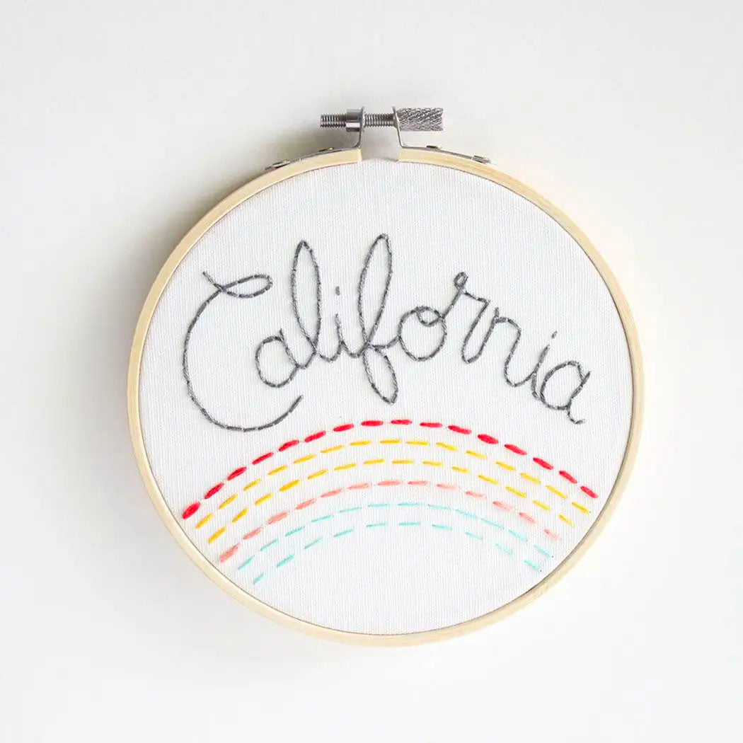 California Hand Embroidery Kit for Beginners - DIY Embroidery Set with Patterns, Threads & Hoop - Perfect for Home Decor, Gifts & Relaxation Crafts
