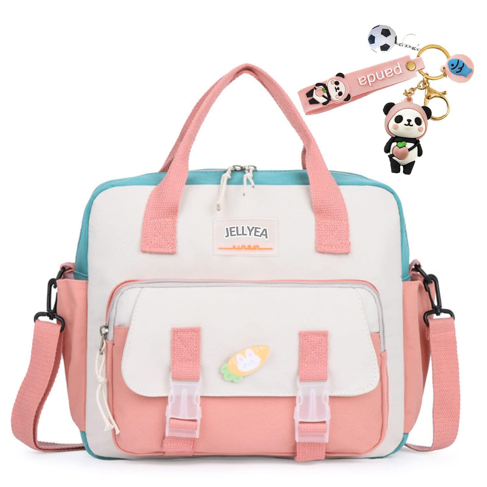 Cute Kawaii Backpack for Girls - Stylish Tote & Crossbody Shoulder Bag with Adorable Accessories, Multi-Purpose School Bag (Deep Pink) - Perfect for School, Travel, Shopping & Daily Use