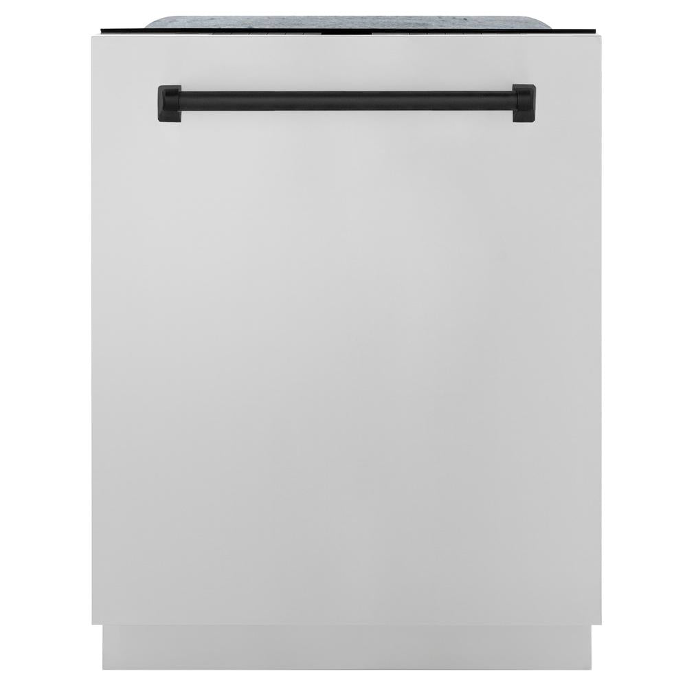 ZLINE Autograph Edition 36-inch Stainless Steel Kitchen Package - Dual Fuel Range, Range Hood, Dishwasher & Refrigerator with External Water Dispenser - Matte Black Accents (4AKPR RARHDWM36 MB) | Premium Kitchen Appliances for Modern Homes & Professional Chefs