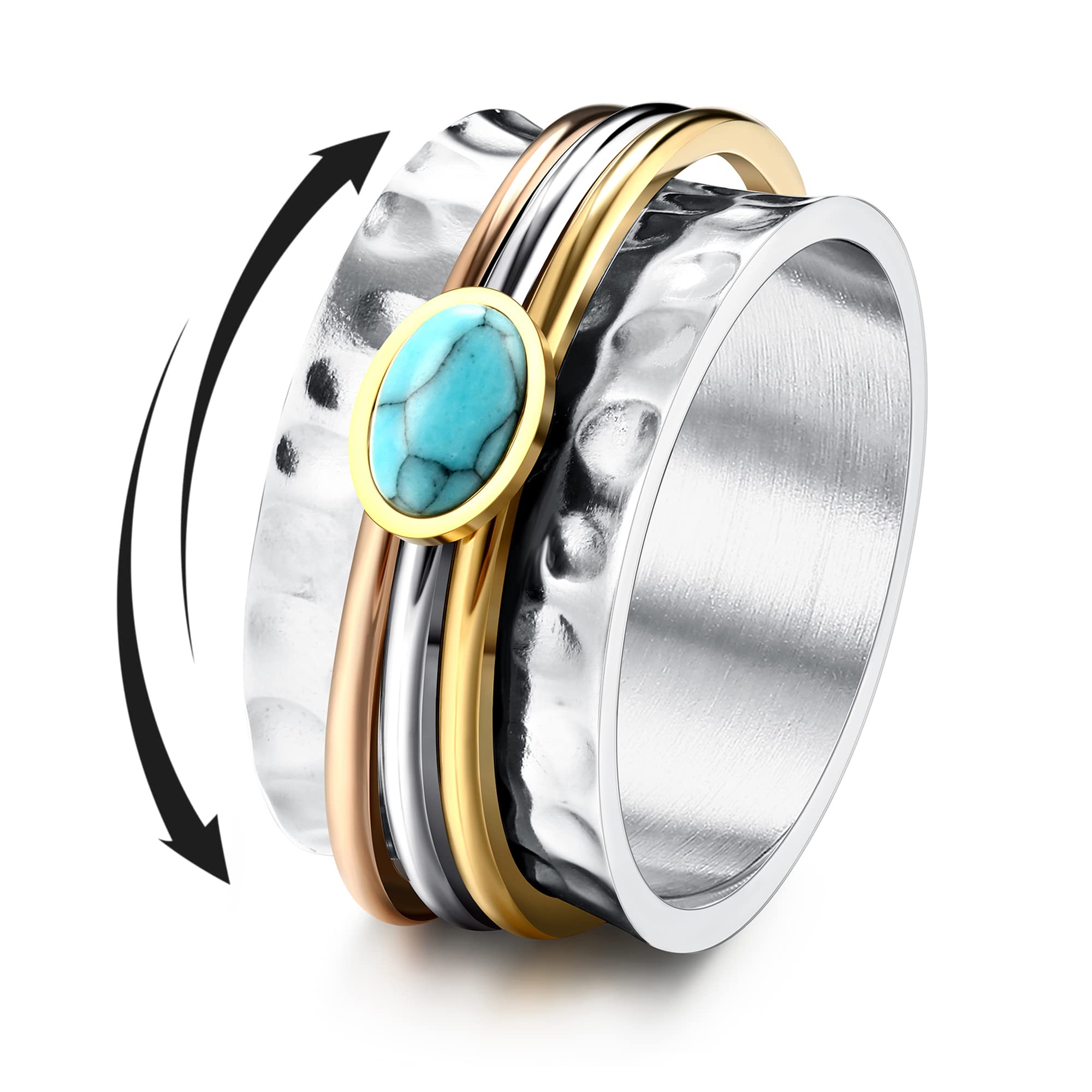 Magitaco Stainless Steel Spinner Rings for Anxiety Relief - Moon, Star, Flower & Butterfly Fidget Rings for Women & Men - Perfect for Stress Relief, Focus & Sensory Therapy at Work, School or Home