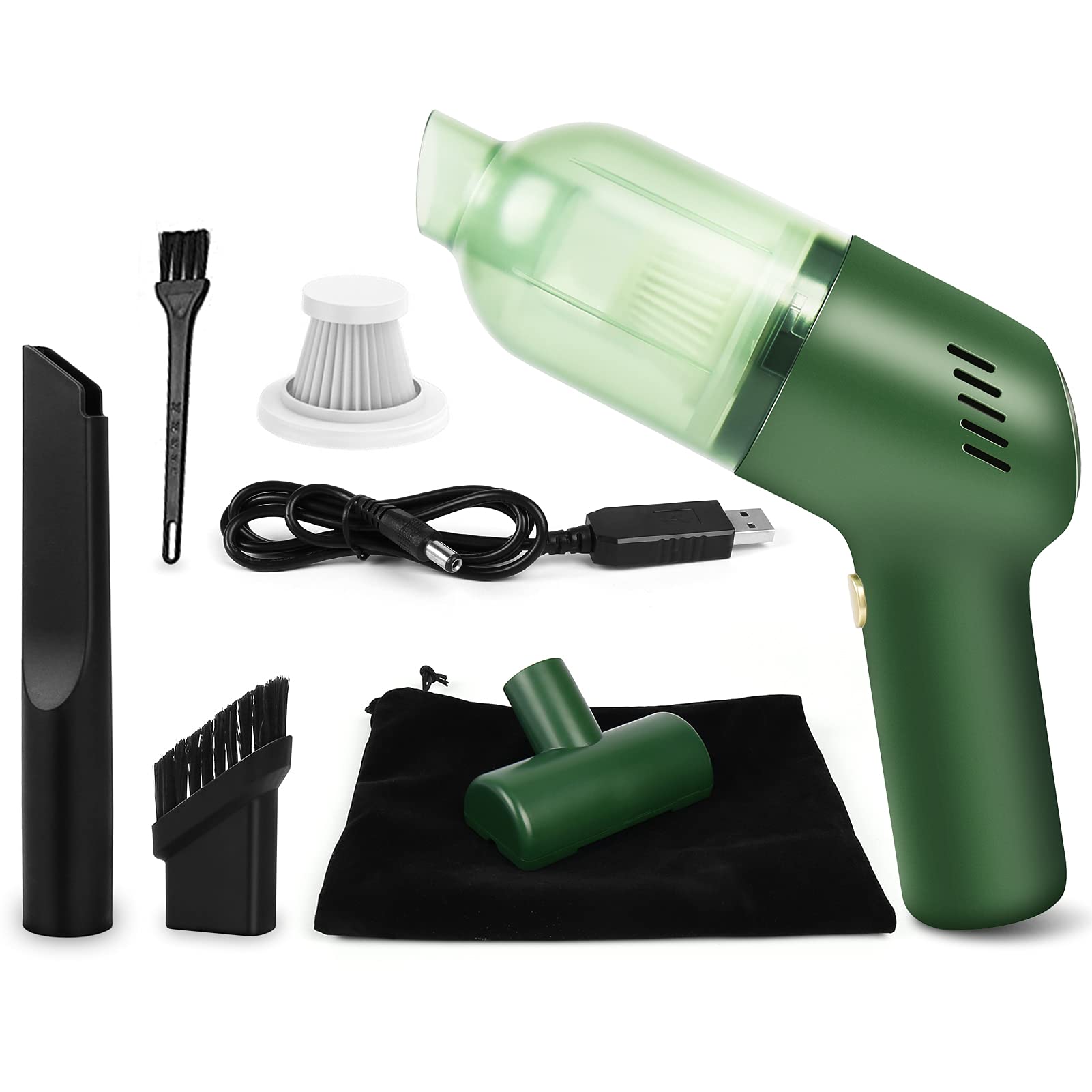 IAMGlobal 8000Pa Powerful Cordless Handheld Vacuum Cleaner - Rechargeable Wet/Dry Vacuum for Pet Hair, Home, Office & Car Cleaning | Portable Lightweight Design for Cars, Furniture & Hard-to-Reach Areas (Green)