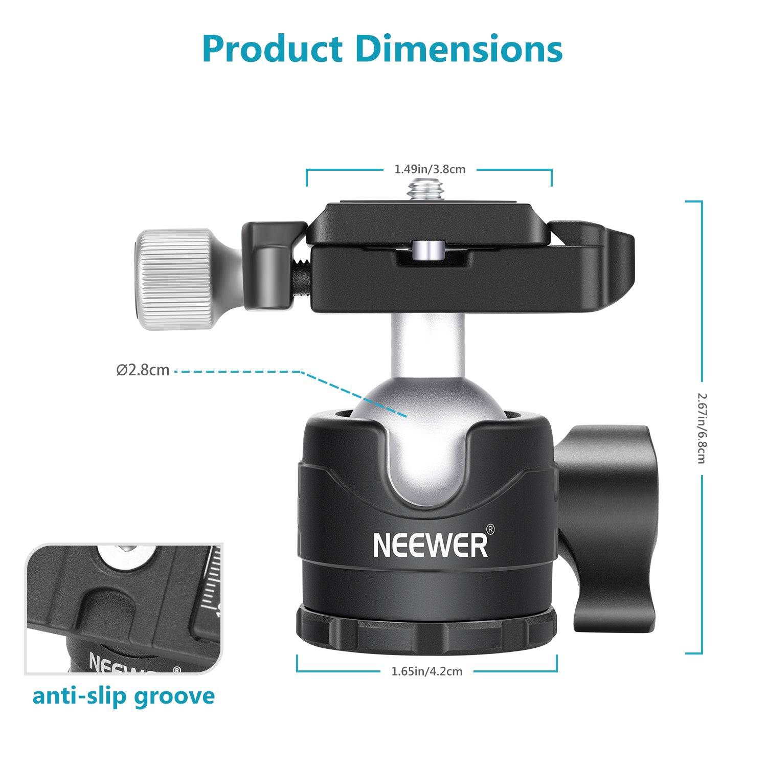 NEEWER LO28 28mm Low Profile Tripod Ball Head - Compact Lightweight Camera Mount for DSLR, Mirrorless & Video Cameras - Perfect for Travel, Vlogging & Outdoor Photography