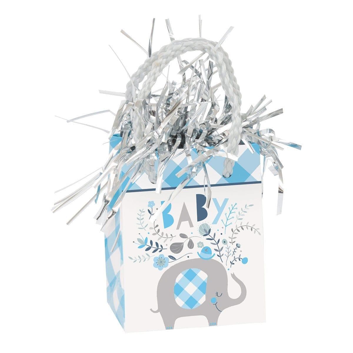 Blue Floral Elephant Balloon Weight for Parties - Decorative Balloon Holder for Birthday, Baby Shower & Wedding Decorations