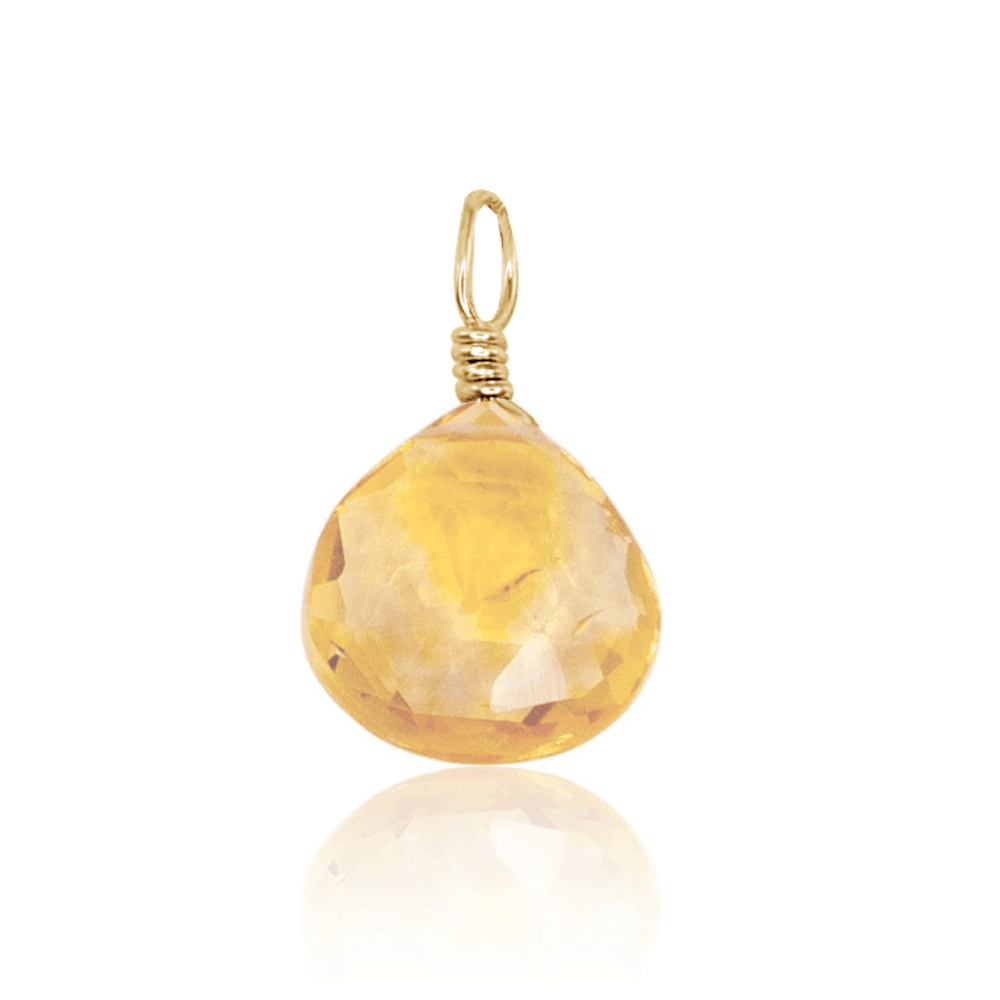 Tiny Citrine Teardrop Gemstone Pendant Necklace - Natural Yellow Quartz Jewelry for Women - Perfect for Everyday Wear, Gift Giving & Special Occasions
