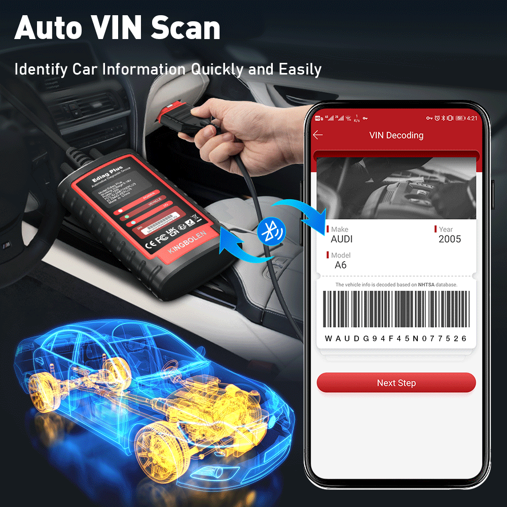 KINGBOLEN® Ediag Plus Bidirectional OBD2 Scanner - Full System ECU Coding, CAN FD Compatible for Car Diagnostics & Programming - Perfect for Mechanics & DIY Auto Repair