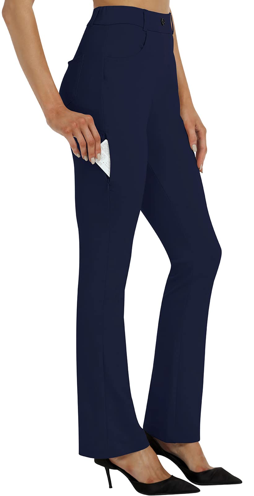 MoFiz Women's Bootcut Yoga Pants - Stretchy Office Work Slacks for Golf, Casual & Professional Wear - Petite/Regular (Sizes 29/31) - Perfect for Yoga, Work, Travel & Everyday Comfort