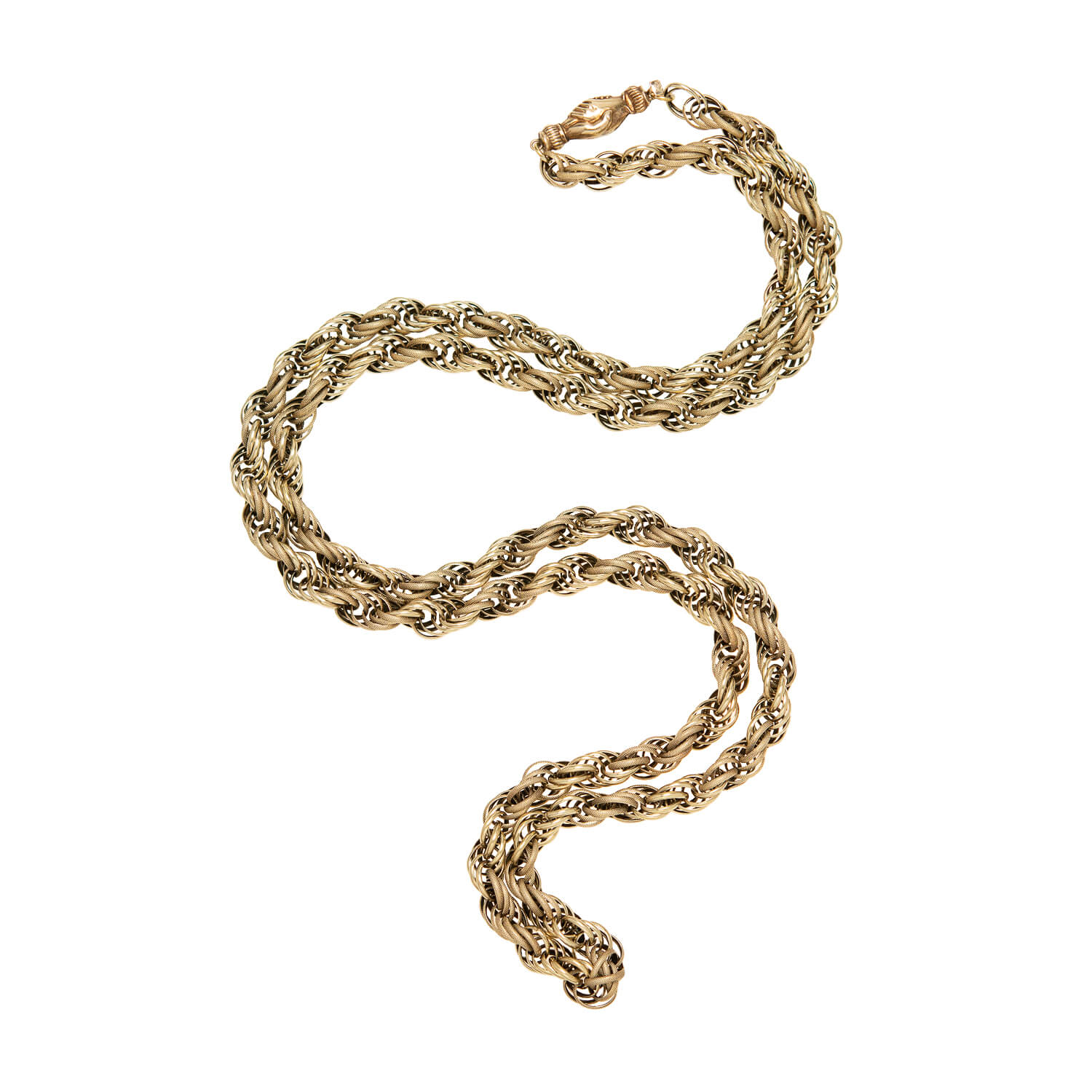 15K Gold Georgian Textured Link Chain Necklace - 37