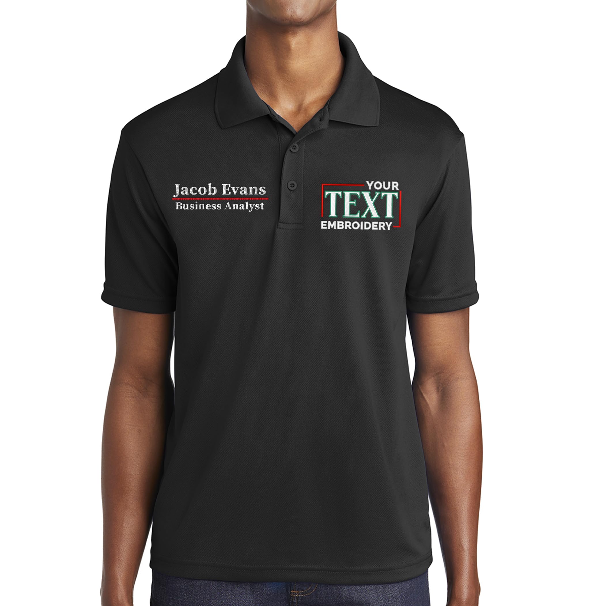 Custom Embroidered Polo Shirts for Men - Personalized Short Sleeve Golf Shirts with Name/Text (Perfect for Golf, Business Casual & Team Uniforms)