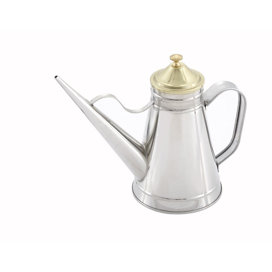 Winco 24 Oz Oil Can with Brass Cover - Premium Kitchen Oil Dispenser for Cooking, Baking & Frying - Perfect for Restaurants, Home Kitchens & Outdoor BBQ